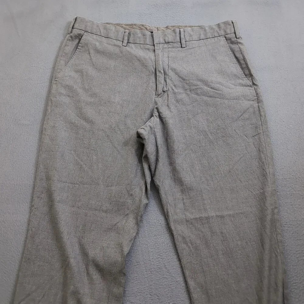 J. Crew Men 34X32 (35X31) Gray Classic Fit Straight Leg Flat Front Dress Pants